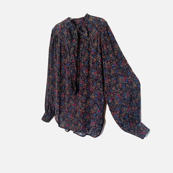 Polo Ralph Lauren Multicolor Fall Floral Print Tie Neck Shirt Blouse Size Small - Picture 6 of 15